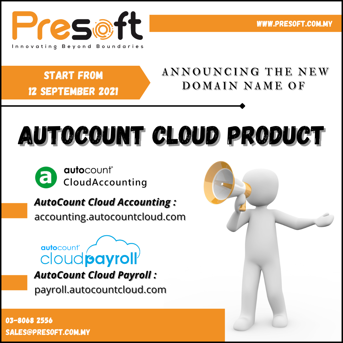 Announcement of the New Domain Name of AutoCount Cloud Product